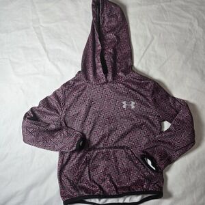Under Armour Hoodie Youth Size 5 Black And Pink 100%‎ Polyester EUC